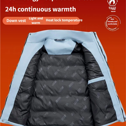 Winter High-density T400 Small-interval Warm Cotton-padded Vest Double Front Flap with Snap Buttons and Zippers