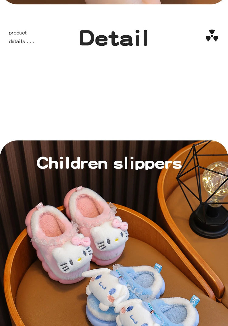 Winter Family Plush Slippers, Parent-Child Match Cartoon Indoor Home Shoes, Cozy Cotton-Lined Non-Slip Slides for All Ages