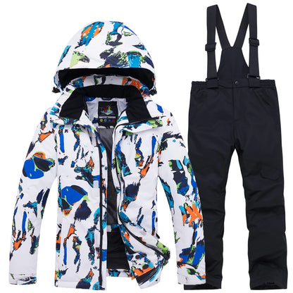 Cheaper, Children's Snow Suit, Snowboard Clothing Sets, Outdoor Wear, Ski Coat and Strap Pant, Kids Costumes, Boy‘s and Girl's