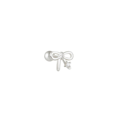 CANNER 1PC 925 Sterling Silver Crown Horse Eye Zircon Heart Flat Head Cartilage Piercing Stud Earring For Women Claasic Earring PlatiNum