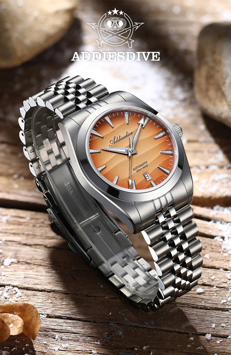 ADDIESDVIE Men Watch Desert Texture BGW9 Super Luminous 316L Steel 20Bar Diving AD2540 8215 Movement Mechanical Automatic Watch