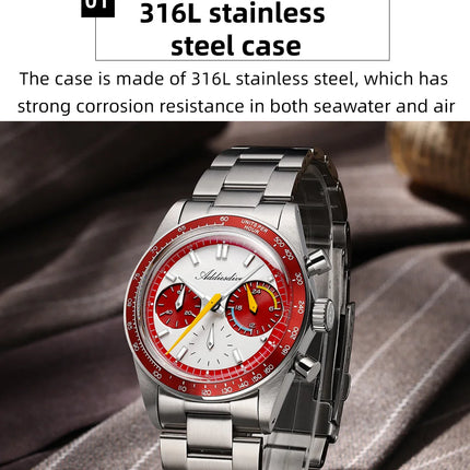 ADDIESDIVE 37mm Watch For Men Chronograph 10Bar Diver BGW9 Luminous Bubble Mirror Glass AD2539 Aluminum Ring VK63 Quartz Watches