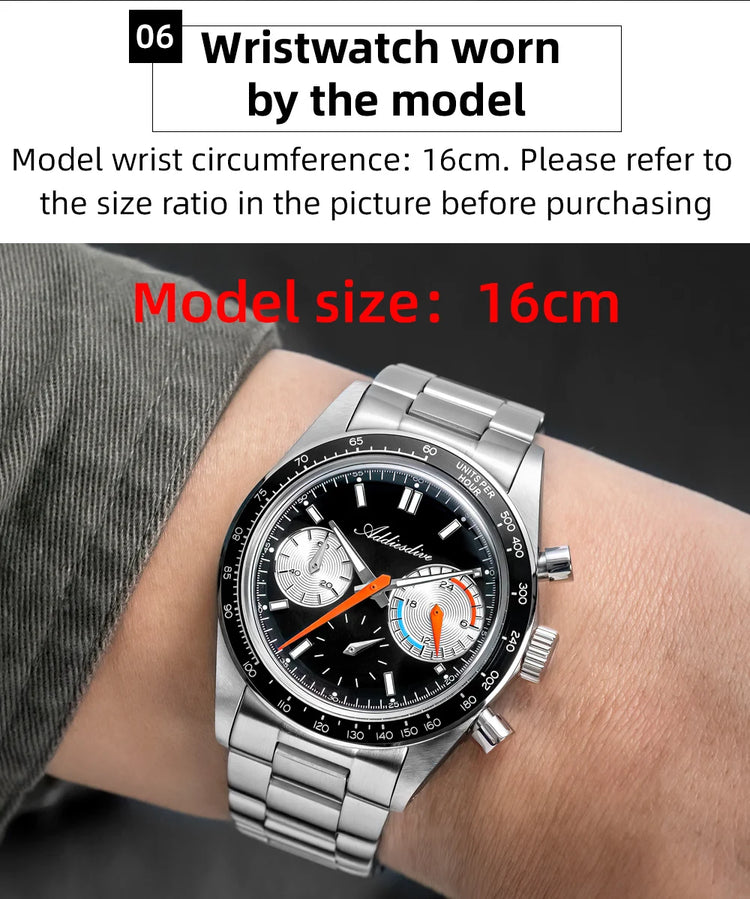 ADDIESDIVE 37mm Watch For Men Chronograph 10Bar Diver BGW9 Luminous Bubble Mirror Glass AD2539 Aluminum Ring VK63 Quartz Watches