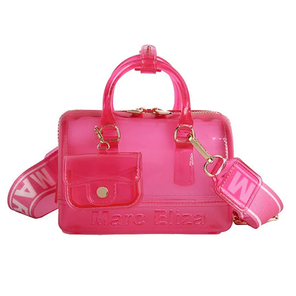 2025 Transparent PVC Beach Bag, Korean Style, Fresh and Sweet Silicone Shoulder Bag, Medium Size with Zipper Closure