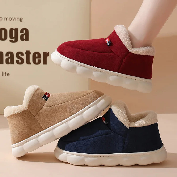 Shevalues Winter Men Slippers Short Plush Men Cotton Boots Indoor Fluffy House Fur Slippers Men Casual Soft Fur Furry Men Shoes