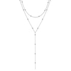 LATS Gold Color Double Layered Long Tassel Chain Necklaces for Women Simple Metal Geometric Bead Choker Necklace Fashion Jewelry PlatiNum