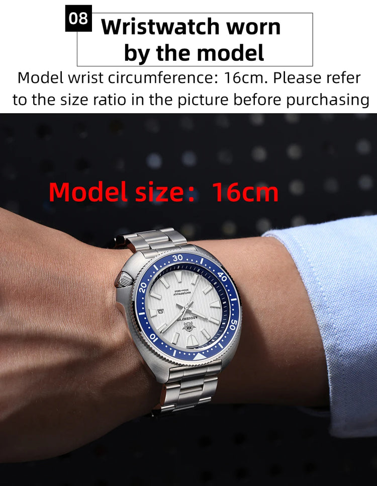 ADDIESDIVE New 200M Waterproof Quartz Watch Sapphire Crystal BGW9 Luminous Ceramic Bezel Stainless Steel Diving Watch AD2507