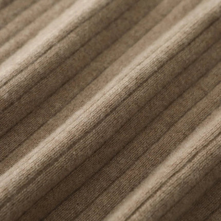 Women's Knitted Skirt 100% Merino Wool Sheath Skirt Solid Color Autumn/Winter Fashion Vertical Strip Wrap Hip Skirt Split Skirt PlatiNum