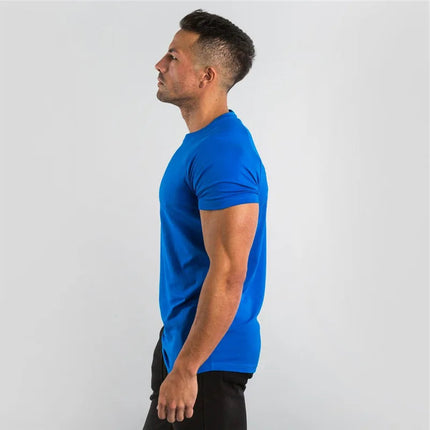 Men's Summer Skinny Casual T-Shirt Short Sleeve Tee Male Gym Fitness Sport Cotton Tops Man Running Workouts Sweatshirt Clothing PlatiNum