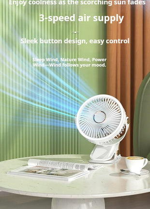 Ventilatore Portatile con Clip e Luci LED, 3 Velocità Regolabili, Silenzioso, da Scrivania, per Casa, Camera da Letto e Campeggio
