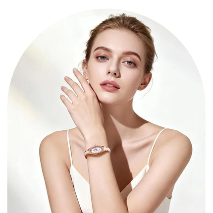 OLEVS 7131 Orologio da Donna Elegante con Movimento al Quarzo, Cinturino in Porcellana, Impermeabile 30m, Quadrante con Diamanti, Orologio alla Moda per Donne platinumshop