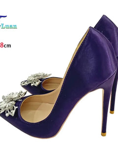 Scarpe da donna in raso Primavera Autunno Decorazione farfalla con strass Tacchi alti eleganti 8CM 10CM 12CM Décolleté da banchetto a punta moda