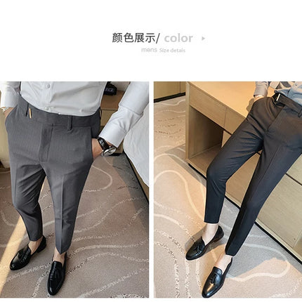 Pantaloni da abito da uomo primavera autunno Moda stile britannico Business Office Pantaloni eleganti da uomo Pantaloni da uomo slim fit a righe di alta qualità