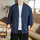 Kimono Camicia da uomo Samurai giapponese Cardigan tinta unita retrò Stile cinese Cotone Lino Yukata Haori Cappotto da uomo allentato Streetwear