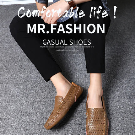 Mocassini da Uomo Estivi 2026 in Vera Pelle di Lusso, Scarpe Casual Traspiranti con Intaglio, Slip-on da Guida