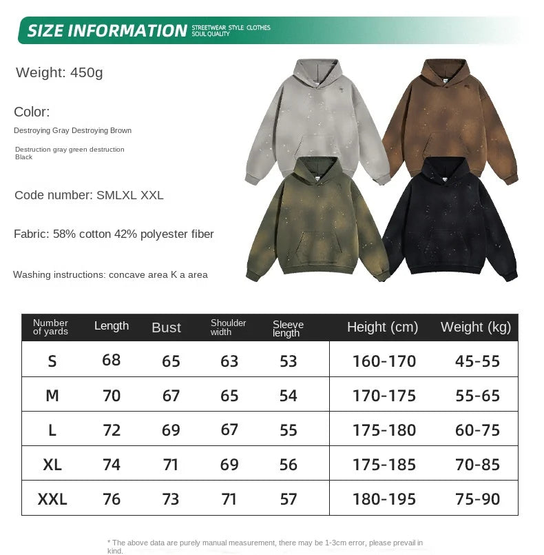 LOGO personalizzato2024 autunno e inverno 450g cotone poliestere spugna vecchi abiti da strada per uomo e donna felpa con cappuccio ampia oversize