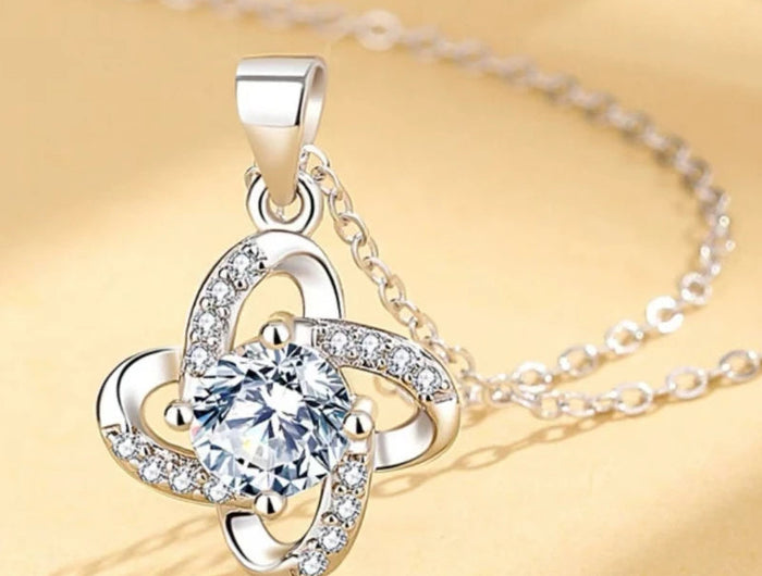 Nuova Collana in Argento Sterling 925 con Pendente in Zirconia 5A per Donna, Gioielli da Matrimonio, Accessori Raffinati, Catena alla Moda, Regalo per Feste PlatiNum
