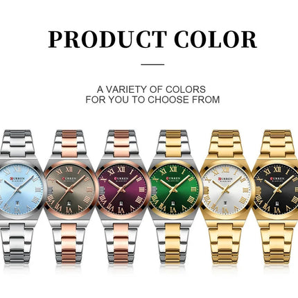 CURREN Orologio da donna, Orologi da donna, Orologi da donna, Abito alla moda impermeabile Bracciale in acciaio inossidabile Orologi analogici Data platinumshop