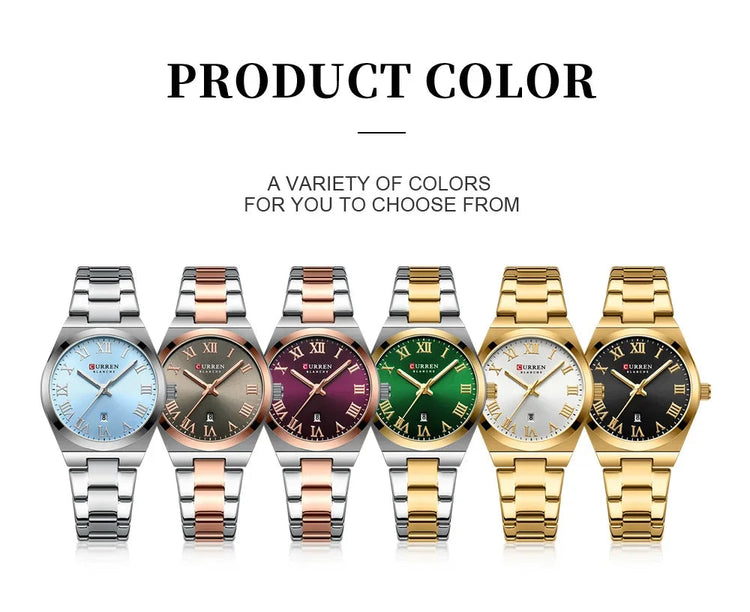 CURREN Orologio da donna, Orologi da donna, Orologi da donna, Abito alla moda impermeabile Bracciale in acciaio inossidabile Orologi analogici Data platinumshop
