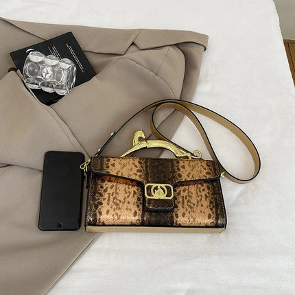 New Ladies Metal Buckle Simple Fashion Shoulder Bag Party Commuting Bag Women Luxury Brand Design PU Leather Bag PlatiNum