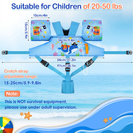 Kids Swim Vest Floaties for Children Arm Band Floaties with Adjustable Strap Swim Jacket Water Wing Pool Floating Learning Swimming
