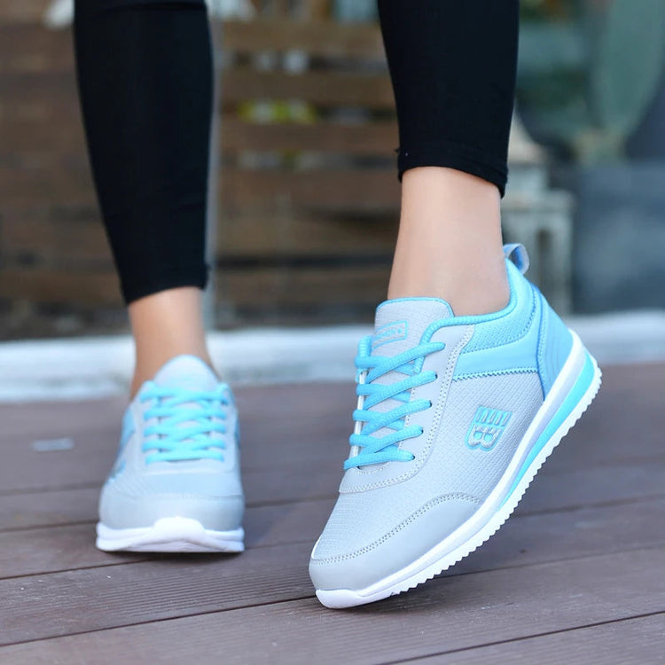 PU Leather Women's Running Shoes Lightweight Casual Sports Shoes Waterproof Outdoor Training Sneakers for Jogging Tennis PlatiNum