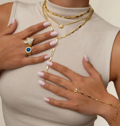 Nuovo speciale color oro Goccia d'acqua Bling Ovale CZ Collana girocollo Lariat Lunga barra a goccia a forma di Y Lunga nappa Gioielli da donna 2025