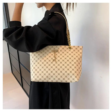 Women Luxury Design Tote Bag  Large Capacity Handbag Fashion Printing Shoulder Bag Trendy New Shopping Bag Purse PlatiNum