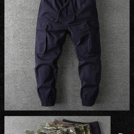 Men's Fall Winter Cargo Jogger Pants, Slight Stretch Relaxed Fit Camo Workwear Trousers, Outdoor Durable Cuffed Casual Pants