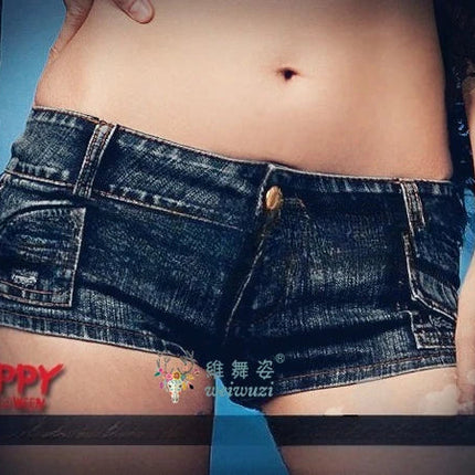 Charming Button Low Waist Denim Shorts Women Clothing Fashion Jeans Super Shorts NightClub DJ Pole Dance DS Party Hot Pants PlatiNum