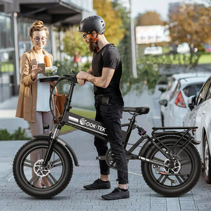 Bicicletta Elettrica Pieghevole E20 con Pneumatici Spessi 20 Pollici * 4.0, Motore 1000W, Batteria 48V 17.5AH, per Campeggio, Città e Tutti i Terreni
