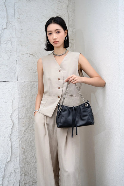 Women's Soft Top Grain Leather Tote Bag - Large Capacity Crossbody Shoulder Underarm Bag, Stylish Versatile Shopping Handbag