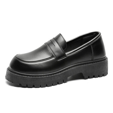 Mocassini STRONGSHEN scarpe da uomo in pelle con suola spessa scarpe da lavoro formali nere in stile britannico scarpe Casual Slip-On di lusso di moda