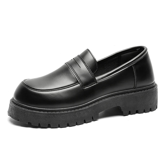 Mocassini STRONGSHEN scarpe da uomo in pelle con suola spessa scarpe da lavoro formali nere in stile britannico scarpe Casual Slip-On di lusso di moda