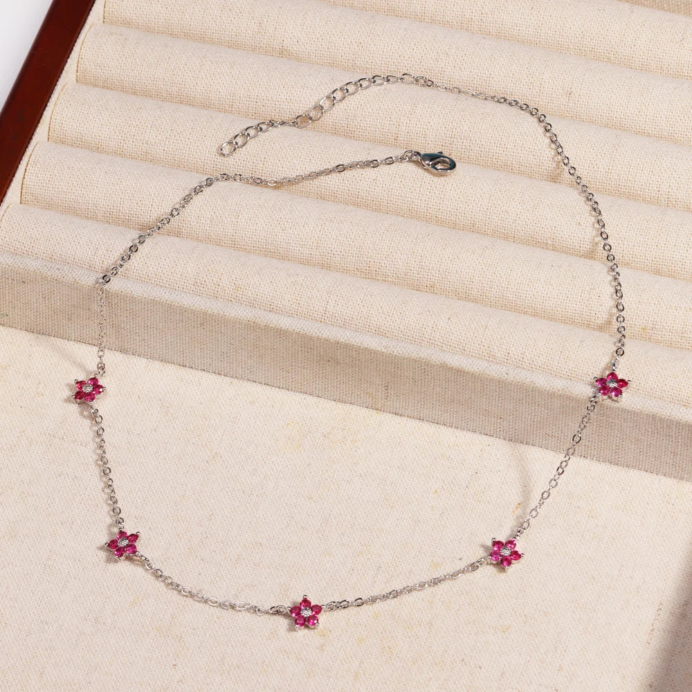 Moda colorata cubic zirconia 5 pezzi collana di fiori per le donne girocollo catena clavicola regali di gioielli da sposa