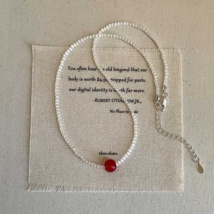 Minar French Silver Water Wave Chain Red Agate Beads Heart Beaded Pendant Necklaces for Women Gold Silver Plated Sweater Chain PlatiNum