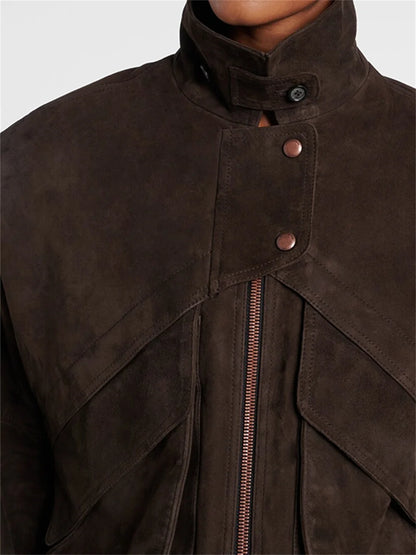 2025 Autumn Women's Jacket, Suede Patchwork, Casual Women's Outerwear, Y2K Clothing, New Fashion, High-Quality Coat bra