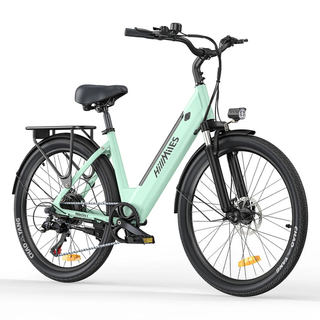 HillMiles MileCity 1 Bicicletta Elettrica Step-Through da 26 Pollici, E-Bike con Autonomia di 120km, Motore da 250W, Batteria 36V 13Ah, Velocità Massima 25km/h, Cambio a 7 Velocità, Freni a Disco, Bicicletta Elettrica Urban