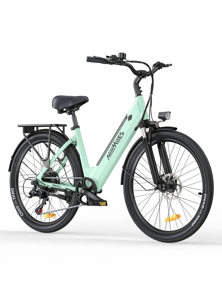 HillMiles MileCity 1 Bicicletta Elettrica Step-Through da 26 Pollici, E-Bike con Autonomia di 120km, Motore da 250W, Batteria 36V 13Ah, Velocità Massima 25km/h, Cambio a 7 Velocità, Freni a Disco, Bicicletta Elettrica Urban
