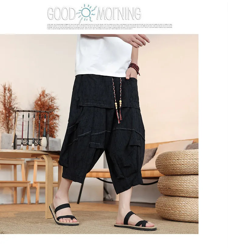 Pantaloncini Estivi da Uomo Taglie Forti in Cotone Comodi Stile Cinese Vintage Moda Casual Sportivi a Lanterna Taglie Grandi fino alla 8XL