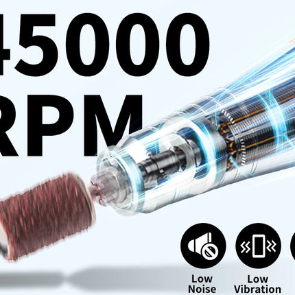45000RPM Electric Nail Drill Professional Rechargeable Machine Low Noise Nails Sander File Polishing Set For Manicure Salon Tool