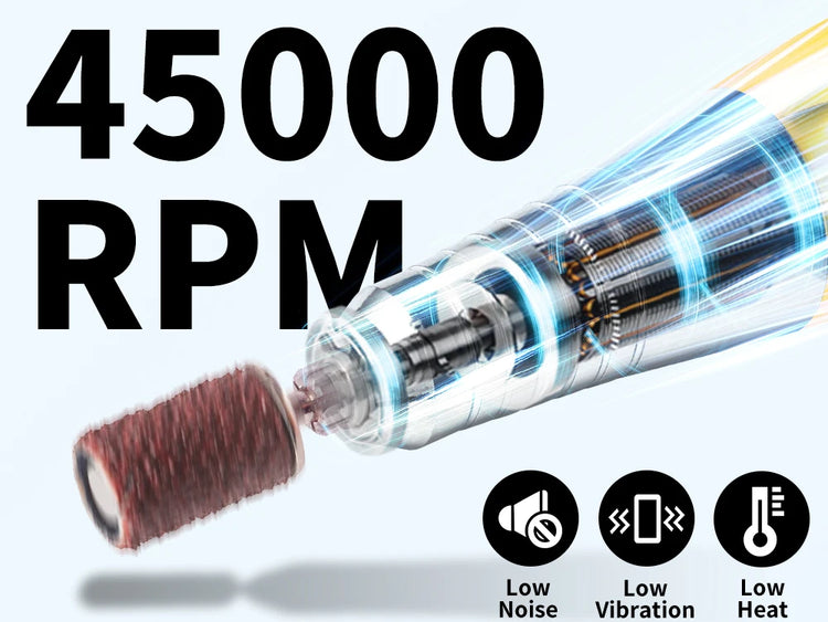 45000RPM Electric Nail Drill Professional Rechargeable Machine Low Noise Nails Sander File Polishing Set For Manicure Salon Tool