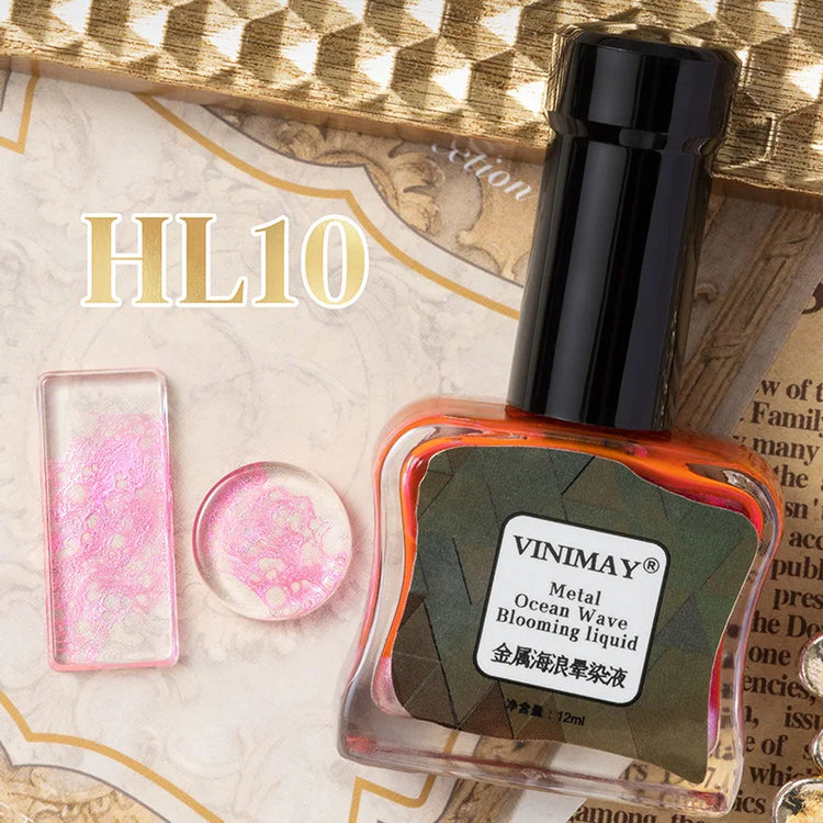 Ocean Wave Marble Nail Art Liquid, Bubble Smoke Effect Blending Gel Polish, Watercolor Ink Gradient Amber Jelly for DIY Manicure
