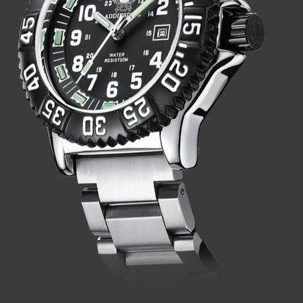 ADDIESDIVE 44mm Men's  Wrist Watch 50m Water Resistant Large Luminous Dial Date Display Stainless Steel Men's Quartz Watch