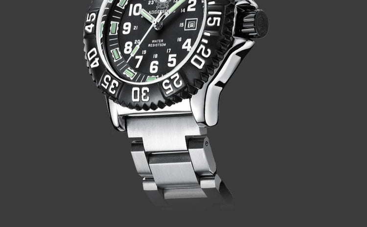 ADDIESDIVE 44mm Men's  Wrist Watch 50m Water Resistant Large Luminous Dial Date Display Stainless Steel Men's Quartz Watch