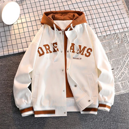 Men's Autumn New Trendy Brand All-match Student Hooded Jacket Plus Size Coats Women High Quality Varsity Baseball Uniform Jacket