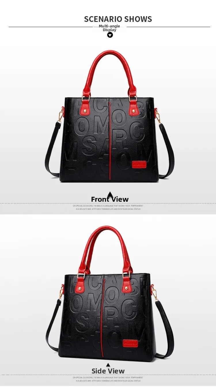 Ladies Large Capacity Leather Shoulder Bag 2025 New Style Urban Simple Tote Bag Women's Single Shoulder Bag Daily Match PlatiNum