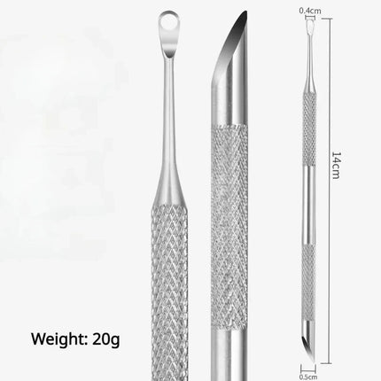 1/2 pcs Double-ended Stainless Steel Remover Manicure Sticks Tool Bevelled Nail Grinding File Circle Beveled Head Cuticle Pusher