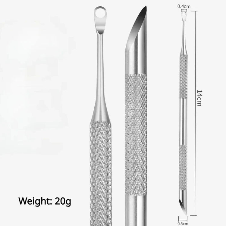 1/2 pcs Double-ended Stainless Steel Remover Manicure Sticks Tool Bevelled Nail Grinding File Circle Beveled Head Cuticle Pusher