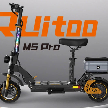 Monopattino Elettrico 1200W, Autonomia 80km, Batteria 48V 20.8Ah, Freni Idraulici, Pieghevole, con Sedile e Vano Portaoggetti, Pneumatici 11"/10"